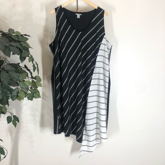 PLUS Halogen Striped Asymmetrical Dress - Picture 1 of 5